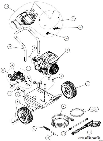 SIMPSON® PS60925 Pressure Washer Parts, Accessories, Breakdown & Owners